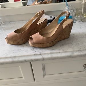 Stuart Weitzman tan cork wedges